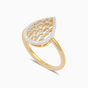 Women's Yellow <b>Gold</b> Diamond <b>Cocktail</b> <b>Ring</b> Pear Cut Luxury Water Drop Shape Engagement <b>Ring</b> - Product Image 2