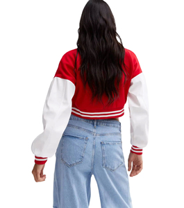 Top Quality <b>Women</b> Cropped Varsity <b>Jackets</b> <b>for</b> Street Wear Custom Embroidered Logo Baseball Varsity <b>Jackets</b> - Product Image 4