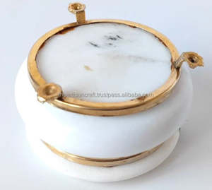 Joyero de mármol ecológico hecho a mano, diseño redondo pintado a mano para anillos y pendientes, almacenamiento elegante de Artisan Craft - Product Image 4