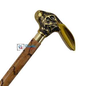 Antique <b>Style</b> Deluxe Walking Stick & Cane Beautiful Golden Rabbit <b>Head</b> Handle Aluminum Wood Handmade European Gift for Men/Women - Product Image 6