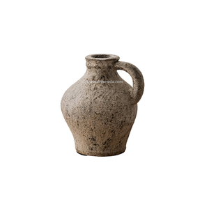 Antique <b>Ceramic</b> Terracotta <b>Vase</b> Cream Rustic Color Tabletop <b>Vase</b> Decorative for Home Decor Hotel and Resort - Product Image 1