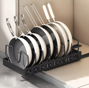 OEM/ODM Vietnam Adjustable Pull Out Lid <b>Holder</b> Kitchen Metal Storage Rack for Pot Covers Frying <b>Pans</b> Organizer - Product Image 1