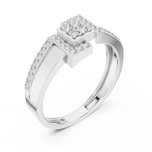 Anillo de Diamante Cultivado en Laboratorio URBAN SQUARE SPARK para Hombre, Oro Blanco de 18 Quilates, Corte Brillante, Piedra Lateral, para Boda, Compromiso, Fiesta, Regalo - Product Image 4