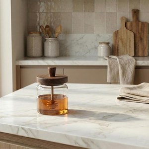 <b>Glass</b> Honey Jar with Wooden <b>Lid</b> and Dipper, Minimalist Honey Pot, Walnut Top Honey <b>Container</b> <b>for</b> Tea, Kitchen Storage Gift - Product Image 4