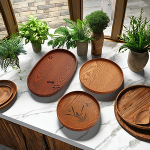 Plateau à thé japonais en bois fait main, durable, style traditionnel, décoration d'intérieur, fête, portable, assiettes jetables à motif végétal - Product Image 5