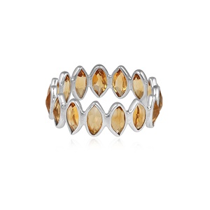 Anillo de Eternidad de Plata de Ley 925 con Gema de Citrino Corte Marquesa, Joyería Fina Minimalista Apilable para Mujer, Venta al por Mayor - Product Image 1