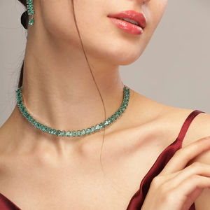 Parure de bijoux de mariage pour femme, style classique, en diamant américain, plaqué rhodium, motif cœur, haute qualité, directement de MJ Jewelers India - Product Image 1