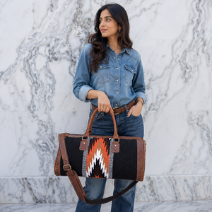Nouveauté 2026 : Sacs de voyage en cuir véritable style vintage aztèque, motif western, grands sacs de voyage multi-usages - Product Image 3