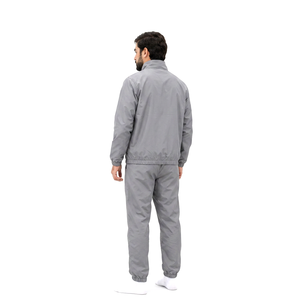 Ensemble de survêtement gris pour homme, fermeture éclair intégrale, polyester respirant, tenue décontractée d'automne, coupe classique, poches latérales, couleur unie - Product Image 4