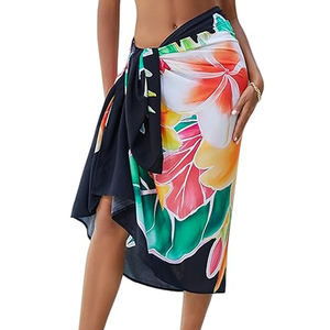 Pareo de Playa Personalizado con Estampado por Transferencia Térmica, para Mujer, en Spandex/Poliéster, de Secado Rápido, Ligero, para Verano, con Diseño Floral - Product Image 1