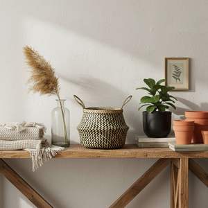 Cesta de Almacenamiento de Mimbre Tejida a Mano, Cesta de Jacinto de Agua Natural con Asas, Organizador Ecológico para Decoración del Hogar y Almacenamiento de Ropa - Product Image 6