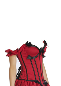 Corsé Rojo de Satén para Mujer con Lazos Negros Decorativos, Faja Moldeadora de Control Firme para Adultos - Product Image 3