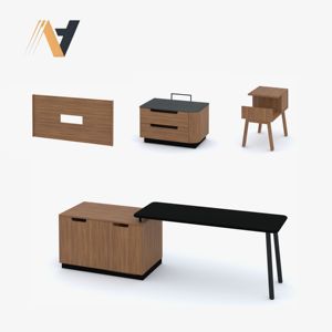 Ensemble de meubles de chambre à coucher moderne avec lit personnalisé, fonction de bureau et de rangement, finitions MDF/HPL/LPL pour l'approvisionnement commercial, usine au Vietnam - Product Image 3