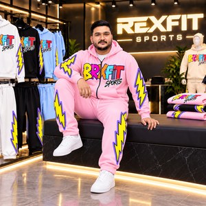 Ensemble de survêtement rose personnalisé pour homme Rexfit, sweat à capuche zippé, jogging, vêtements de sport, vêtements de gym, streetwear, vêtements de sport actifs, fabricant OEM ODM - Product Image 5