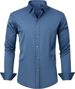 Camisa de Vestir de Manga Larga para Hombre, Color Azul Claro, 100% Algodón, Cuello Clásico, Formal, Antiarrugas, Tela Popelina - Product Image 4