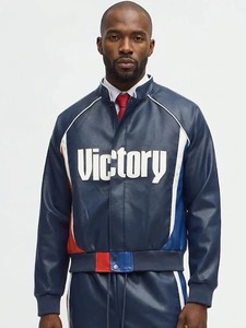 เสื้อแจ็คเก็ตบอมเบอร์หนังเทียมคิงโมโต - Product Image 1