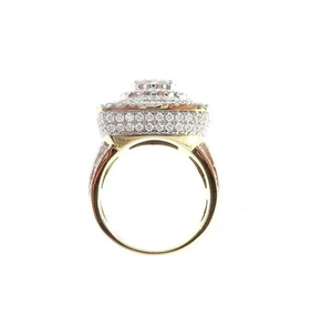 Anillo de Moissanita Redondo de Lujo con Incrustaciones, Plata de Ley 925 con Acabado en Oro de 14K, Color D VVS, Estilo Hip-Hop - Product Image 3