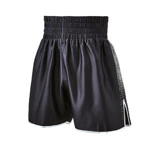 Shorts de boxe en nylon noir de haute qualité 2026 avec empiècements latéraux motif poisson et logo personnalisé pour la vente en gros - Product Image 2
