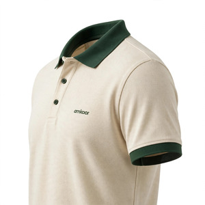 Polo à manches courtes pour homme, couleur personnalisée, bordure contrastée, coupe classique, couleur unie, tissu piqué tricoté décontracté, respirant - Product Image 5