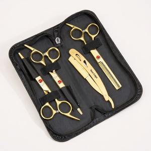 Juego de Tijeras para Cortar Cabello de Alta Calidad, Chapadas en Oro, 4 Piezas, Incluye Tijeras de Entresacar, Tijeras Rectas, Navaja de Barbero, con Logotipo Personalizado - Product Image 2