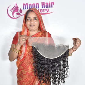 Extensions de cheveux humains naturels bouclés 13*6, non traités, 100% cheveux de temple indien, prix de gros, disponibles pour femmes - Product Image 1