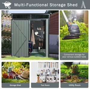 Casetta da Giardino in Metallo 5ft X 3ft con Pannello Trasparente Grigio - Product Image 3