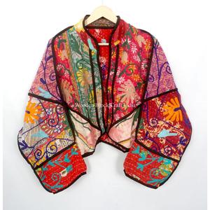 Beautiful Handmade 100% Cotton Kantha <b>Jacket</b> <b>Mandarin</b> <b>Collar</b> Full Sleeves Breathable Eco-Friendly All Season Fashionable Design - Product Image 1