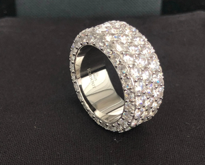 Luxurious KRISHNAM JEWELS Rhodium Plated Channel Set Multi-Row Full <b>Iced</b> Eternity <b>Ring</b> for Men Women Moissanite Hip Hop <b>Ring</b> - Product Image 1