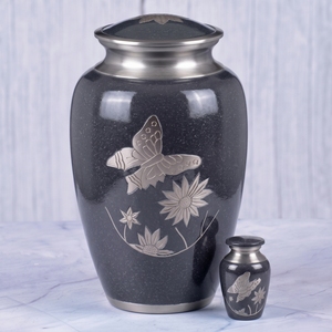 Urna Funeraria de Latón para Adultos con Mariposas y Flores Verdes y Doradas, Acabado Mate, para Cenizas Humanas, Urna Conmemorativa para Entierro - Product Image 6