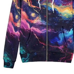 ZIP up HEAT-TRANSFER PRINTED 100% POLYESTER <b>LIGHTWEIGHT</b> SIMPLE FRONT UNISEX WINTER <b>HOODIES</b> - Product Image 4