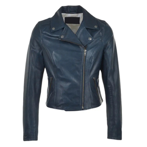 Veste en cuir pour femme fabriquée en usine à prix abordable, avec logo personnalisé imprimé, col montant, tricotée, taille adulte - Product Image 2