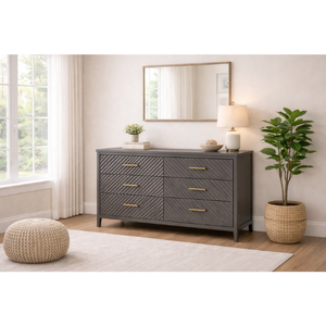 Best Quality Pine Solid Wood Dresser Modern Design <b>6</b> <b>Drawers</b> Eco-Friendly Durable Multi-Purpose Apartment Bedroom Living Room - Product Image 1