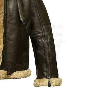 Custom Design <b>Shearling</b> Leather <b>Jacket</b> Solid Color <b>Men</b> Winter <b>Jacket</b> Streetwear Hot Sale <b>Men</b> <b>Shearling</b> Leather <b>Jacket</b> - Product Image 4