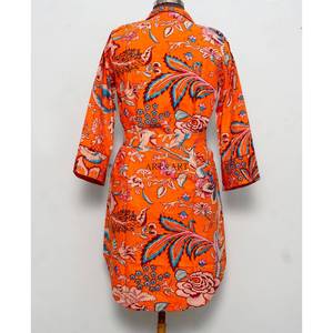 Luxury Indian Cotton Digital Printed Floral Pattern Evening Bridal V-Neck 3/4Sleeve Midi long shirt Dress for Women Eco-Friendly - Product Image 6