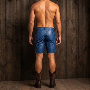 Shorts en cuir d'autruche embossé faits à la main pour hommes, vêtements exotiques, shorts en cuir de cowboy, tenue de luxe, cadeau pour lui - Product Image 5