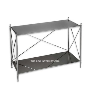 Mesa Consola Moderna de Lujo con Patas de Acrílico y Estructura de Acero Inoxidable, Decoración Elegante para el Hogar con Cubierta de Vidrio - Product Image 4