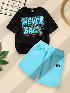 Conjunto de Verano Personalizado OEM 2026, Conjunto de Dos Piezas con Camiseta y Pantalones Cortos con Estampado de Letras, Traje Informal a la Moda - Product Image 4