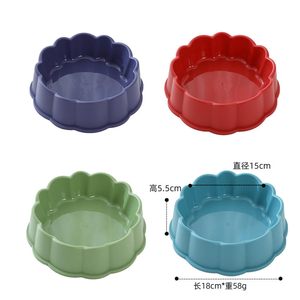 Jolies gamelles en plastique pour chiens, couleur unie, forme arrondie, faciles à nettoyer, pour usage intérieur, rouge et bleu - Product Image 4