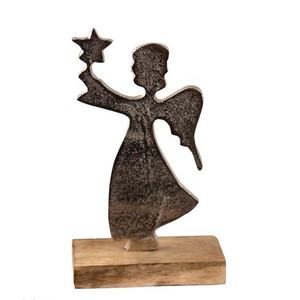 Haute vente en aluminium ange argent finition dans une base de bague en bois cadeaux de décoration de noël uniques sur mesure - Product Image 2