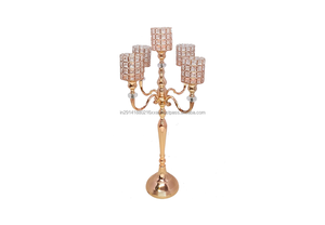 Elegante candelabro de cristal de metal con tubo londinense de 5 brazos para el hogar, bodas, celebraciones de Pascua y otras ocasiones - Product Image 2