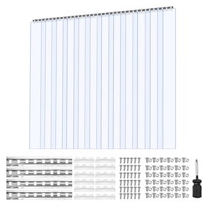 Tenda a Strisce in PVC Trasparente 84 Altezza x 72 Larghezza x 0,08 Spessore, 12 Pezzi, Strisce per Tende Refrigeranti/Congelatori, Prodotto Liscio in PVC - Product Image 1