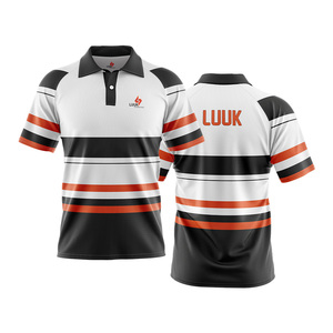 Direct Factory Made Men's Short Sleeve <b>Polo</b> <b>Shirt</b> Customizable <b>Striped</b> Design Quick Dry Knitted Polyester Blend Casual Wear - Product Image 1