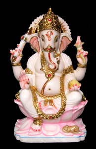 Very Attractive Unique Design Ganesh White Marble Statue Hindu Religious God Lord Ganesha For Home And Temple <b>Decoration</b> Purpose - Product Image 3