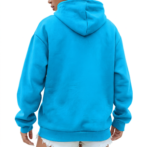Sweat-shirt à capuche unisexe surdimensionné en molleton noir uni, coupe décontractée, tricoté, à manches longues - Product Image 6