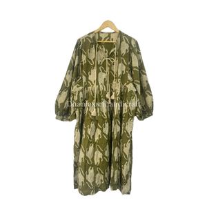 100% algodón Boho Hippie Midi vestido para mujer estampado de rayas florales verano Vestido corto Casual fiesta playa Top vestido - Product Image 1