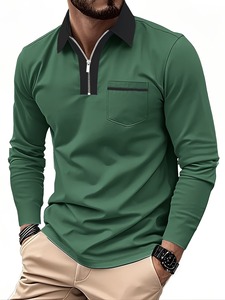 Wholesale Custom Logo High Quality <b>Men</b> <b>Long</b> <b>Sleeve</b> <b>Polo</b> <b>Shirts</b> Color Full <b>Sleeve</b> <b>Polo</b> <b>Shirts</b> Zip Front Pocket Smart Casual Style - Product Image 5