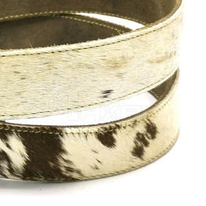 Cow Hide Animal Print Casual <b>Belt</b> with <b>Silver</b> Rectangular Pin <b>Buckle</b> - Product Image 4