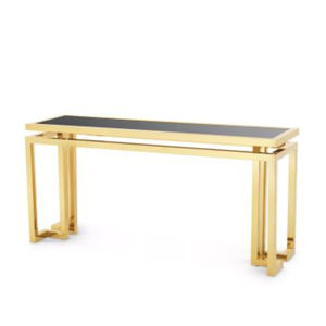 Mesa Consola Rectangular con Tapa de Mármol Negro de la Mejor Calidad, con Base Metálica Única, para Sala de Estar, Muebles de Hotel, Suministro al por Mayor - Product Image 5