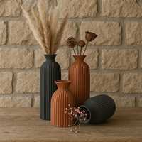 Vas Keramik Hitam Elegan - Vas Keramik Dekoratif Boho Chic, Vas Keramik Besar Mewah untuk Dekorasi Rumah Oleh UO