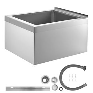 Lavabo per la pulizia dei pavimenti in acciaio inossidabile 22 x 19 x 12 pollici con paraschizzi 304 e 3 filtri, staffa a parete per lavabi da bagno - Product Image 1